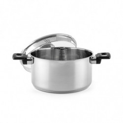 Cratiță Luigi Ferrero Sophia FR-3404, 22x12 cm, 4.2 l, Oțel 18/10, Capac din sticlă, Inducție, Inox