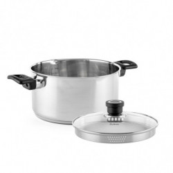 Cratiță Luigi Ferrero Sophia FR-3404, 22x12 cm, 4.2 l, Oțel 18/10, Capac din sticlă, Inducție, Inox