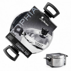 Тенджера Luigi Ferrero Sophia FR-3404, 22x12 см, 4.2 л, Стомана 18/10, Стъклен капак, Индукция, Инокс