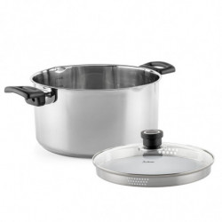 Cratiță Luigi Ferrero Sophia FR-3405, 24x13 cm, 5.4 l, Oțel 18/10, Capac din sticlă, Inducție, Inox