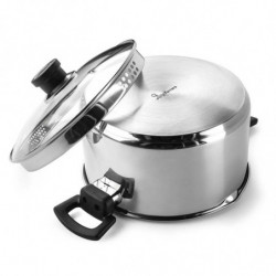 Cratiță Luigi Ferrero Sophia FR-3405, 24x13 cm, 5.4 l, Oțel 18/10, Capac din sticlă, Inducție, Inox