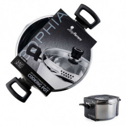 Cratiță Luigi Ferrero Sophia FR-3405, 24x13 cm, 5.4 l, Oțel 18/10, Capac din sticlă, Inducție, Inox