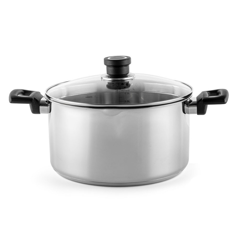 Cratiță Luigi Ferrero Sophia FR-3406, 26x14 cm, 7 l, Oțel 18/10, Capac din sticlă, Inducție, Inox