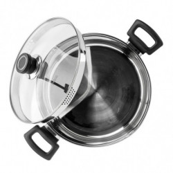 Cratiță Luigi Ferrero Sophia FR-3406, 26x14 cm, 7 l, Oțel 18/10, Capac din sticlă, Inducție, Inox