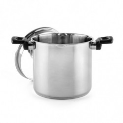 Cratiță adâncă Luigi Ferrero Sophia FR-3407, 20x18 cm, 5.6 l, Oțel 18/10, Capac din sticlă cu gaură pentru abur, Inducție, Inox