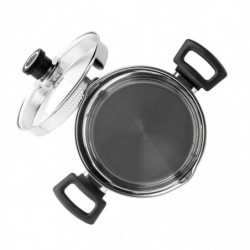 Дълбока тенджера Luigi Ferrero Sophia FR-3407, 20x18 см, 5.6 л, Стомана 18/10, Стъклен капак с отвор за пара, Индукция, Инокс