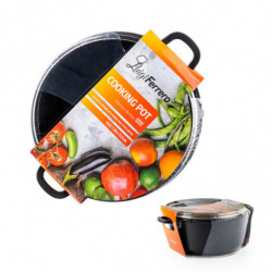 Κατσαρόλα Luigi Ferrero Hanna FR-245M 24x11.5 cm, 4.4 l, Μαρμάρινο φινίρισμα, Γυάλινο καπάκι με τρύπα ατμού, Επαγωγή, Μαύρο