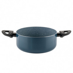 Cratiță Luigi Ferrero Prima FR-2244, 22x9.5 cm, 3.1 l, Acoperire neaderentă din marmură, Capac din sticlă cu gaură pentru abur, Inducție, Albastru închis