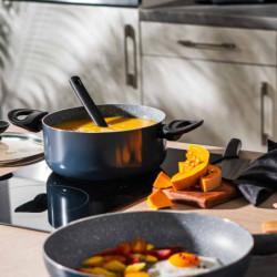 Cratiță Luigi Ferrero Prima FR-2644, 26x12 cm, 5.8 l, Acoperire neaderentă din marmură, Capac din sticlă cu orificiu pentru abur, Inducție, Albastru închis