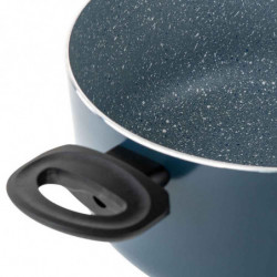 Oala cu capac din sticla Luigi Ferrero Prima FR-2245D, 22x13 cm, 4.5 l, Acoperire antiaderenta cu efect de marmura, Inductie, Albastru