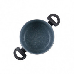 Oala cu capac din sticla Luigi Ferrero Prima FR-2245D, 22x13 cm, 4.5 l, Acoperire antiaderenta cu efect de marmura, Inductie, Albastru