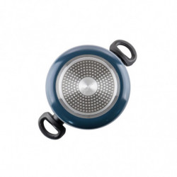 Дълбока тенджера Luigi Ferrero Prima FR-2245D, 22x13 см, 4.5 л, Незалепващо покритие с мраморен ефект, Индукция, Стъклен капак с отвор, Тъмносин