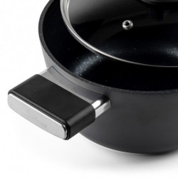 Тенджера Luigi Ferrero Regina FR-2040 20x10 см, 2.5 л, Незалепващо покритие, Стъклен капак с отвор за пара, Индукция, Черен