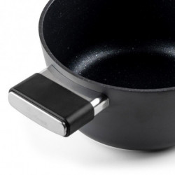 Cratiță Luigi Ferrero Regina FR-2040 20x10 cm, 2,5 l, Acoperire antiaderentă cu efect de marmură, Capac din sticlă cu orificiu pentru abur, Negru