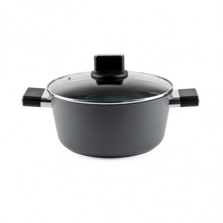 Тенджера Luigi Ferrero Regina FR-2440 24x11.5 см, 4.3 л, Незалепващо покритие, Стъклен капак с отвор за пара, Индукция, Черен