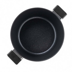 Κατσαρόλα Luigi Ferrero Regina FR-2840, 28x12,5 cm, 6,5 l, Αντικολλητική μαρμάρινη επίστρωση, Γυάλινο καπάκι με τρύπα ατμού, Επαγωγική, Μαύρο