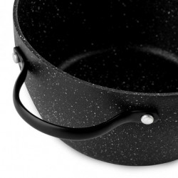 Cratiță Luigi Ferrero Symphony FR-2010, 20x10.5 cm, 2.6 l, Acoperire antiaderentă, Capac din sticlă cu gaură pentru abur, Mânere din oțel cu PVD, Inducție, Marmură neagră