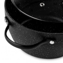 Κατσαρόλα Luigi Ferrero Symphony FR-2010, 20x10,5 cm, 2,6 l, Αντικολλητική επίστρωση, Γυάλινο καπάκι με τρύπα ατμού, Χαλύβδινες λαβές με PVD, Επαγωγή, Μαύρο μάρμαρο