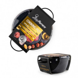 Cratiță Luigi Ferrero Symphony FR-2010, 20x10.5 cm, 2.6 l, Acoperire antiaderentă, Capac din sticlă cu gaură pentru abur, Mânere din oțel cu PVD, Inducție, Marmură neagră