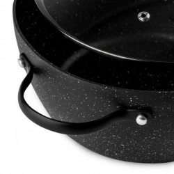 Тенджера Luigi Ferrero Symphony FR-2410, 24x11.5 см, 4.3 л, Незалепващо покритие, Стъклен капак с отвор за пара, Стоманени дръжки с PVD, Индукция, Черен мрамор