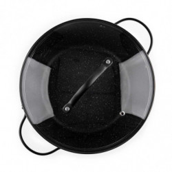 Κατσαρόλα Luigi Ferrero Symphony FR-2410, 24x11,5 cm, 4,3 l, Αντικολλητική επίστρωση, Γυάλινο καπάκι με τρύπα ατμού, Χαλύβδινες λαβές με PVD, Επαγωγή, Μαύρο μάρμαρο