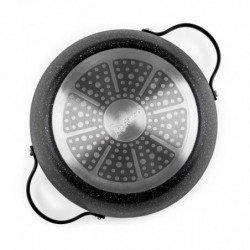 Тенджера Luigi Ferrero Symphony FR-2410, 24x11.5 см, 4.3 л, Незалепващо покритие, Стъклен капак с отвор за пара, Стоманени дръжки с PVD, Индукция, Черен мрамор