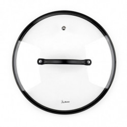 Cratiță Luigi Ferrero Symphony FR-2410, 24x11.5 cm, 4.3 l, Acoperire antiaderentă, Capac din sticlă cu gaură pentru abur, Mânere din oțel cu PVD, Inducție, Marmură neagră