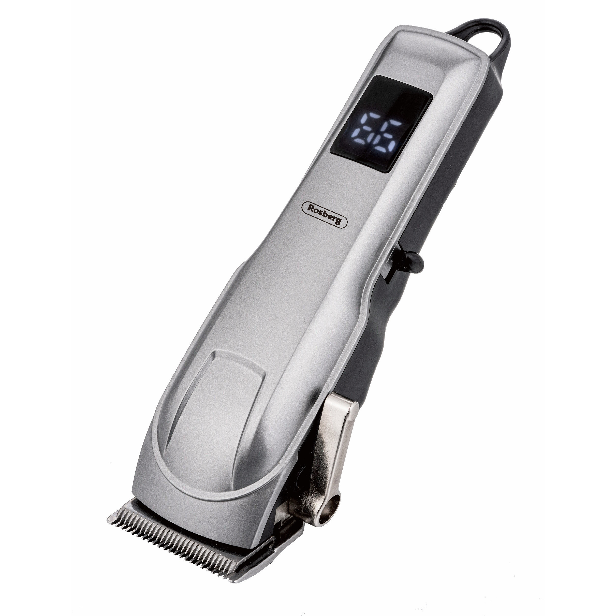 Masina de tuns fara fir Rosberg R51810Q, 5W, 1200mAh, 4 piepteni, USB, Autonomie pana la 90 minute, Argintiu