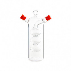 Δοχείο ξιδιού και λαδιού 2σε1 Luigi Ferrero FR-6045, Δύο ξεχωριστά ανοίγματα, Χωρίς διαρροές, Γυάλινο, Διαφανές/κόκκινο