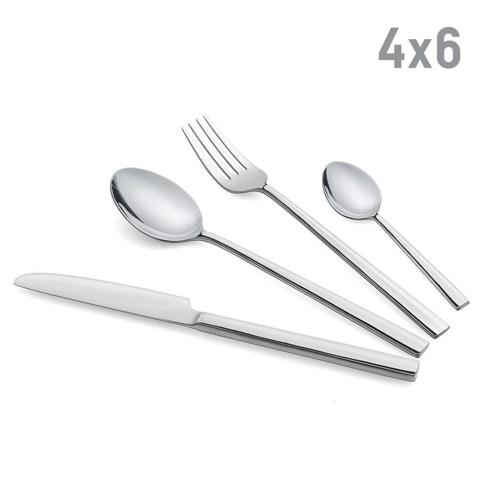 Set de 24 tacâmuri Luigi Ferrero Rome FR-2446, Oțel inoxidabil, Argint