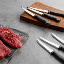 Комплект 6 бр. ножове за стек Luigi Ferrero Prima FR-1258, Неръждаема стомана, Лесно почистване, Черен/инокс