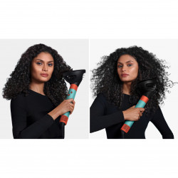 Ondulator de par Dyson HS08 Airwrap i.d.™ Curly+Coily CePa/Tz, 1300W, 13.5 l/s, Ondulare automata, Ionizare, 3 viteze, 3 temperaturi, Bluetooth, Albastru deschis/Portocaliu