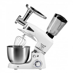 Hausberg HB-7605AB Kitchen Robot with Stainless Steel Bowl, 1000W, 5 L, 6 Speeds, LED, Blender, Mixer, Meat Grinder, White