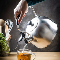 Kinghoff vízforraló KH 1859, 2,5 l, indukciós, fa fogantyú, Inox