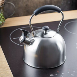 Ceainic cu fluier Kinghoff KH 1859, 2.5 l, Inducтie, Mаner din lemn, Inox