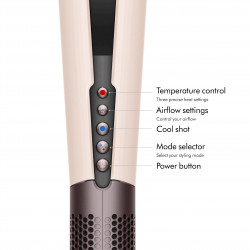 Преса за коса Dyson HT01 Airstrait CePk/RoGd, 1600W, Маx 140°C, Йонизация, 6 нива на темп, Щадяща косата, Медно покритие, LCD дисплей, Керамично розово/розово злато