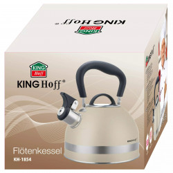 Ceainic cu fluier Kinghoff KH 1854, 1.8 l, Inductie, Maner termoizolant, Bej