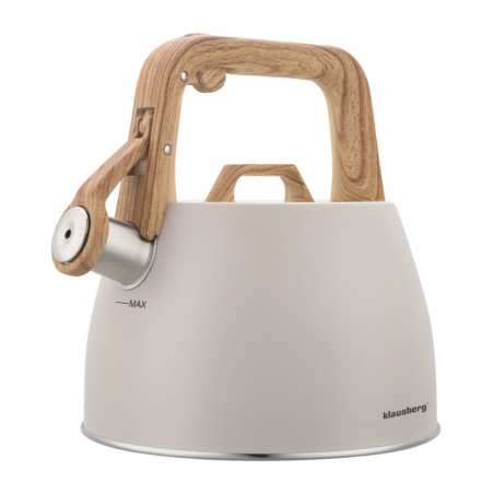 Klausberg KB 7917 Whistling Kettle, 2.5 L, Heat-Insulated Handle, Induction Compatible, Beige