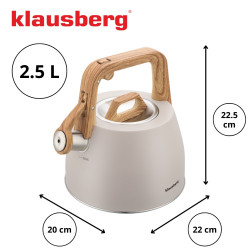 Ceainic cu fluier Klausberg KB-7917, 2,5 l, Maner izolat termic, Inductie, Bej