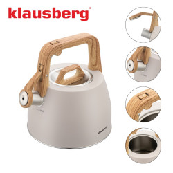 Ceainic cu fluier Klausberg KB-7917, 2,5 l, Maner izolat termic, Inductie, Bej