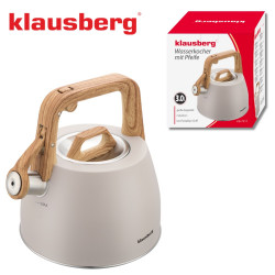 Ceainic cu fluier Klausberg KB-7917, 2,5 l, Maner izolat termic, Inductie, Bej