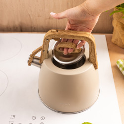 Klausberg KB 7917 Whistling Kettle, 2.5 L, Heat-Insulated Handle, Induction Compatible, Beige
