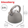 Klausberg KB 7912 Whistling Kettle, 2.5 L, Wood-Effect Handle, Induction, Light Gray