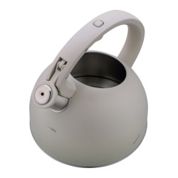 Ceainic cu fluier Klausberg KB-7912, 2.5 l, Maner cu efect de lemn, Inductie, Gri deschis