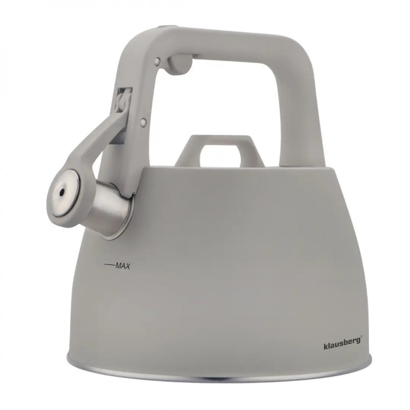 Klausberg KB 7916 Whistling Kettle, 2.5 L, Heat-Insulated Handle, Induction Compatible, Gray