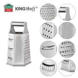 Kinghoff KH 1991 Vegetable Grater, 4-sided, 6 cutting surfaces, Stainless steel, Silver