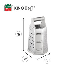 Kinghoff KH 1991 Vegetable Grater, 4-sided, 6 cutting surfaces, Stainless steel, Silver