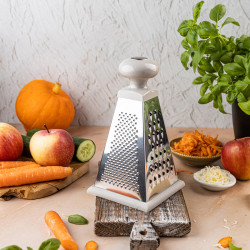 Kinghoff KH 1988 Vegetable Grater, 4 Surfaces, Silicone Base, Stainless Steel
