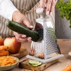 Kinghoff KH 1988 Vegetable Grater, 4 Surfaces, Silicone Base, Stainless Steel