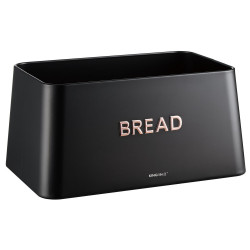 Kenyértartó doboz vágófedéllel KH-1948, 35 cm, Bambusz, acél, fekete